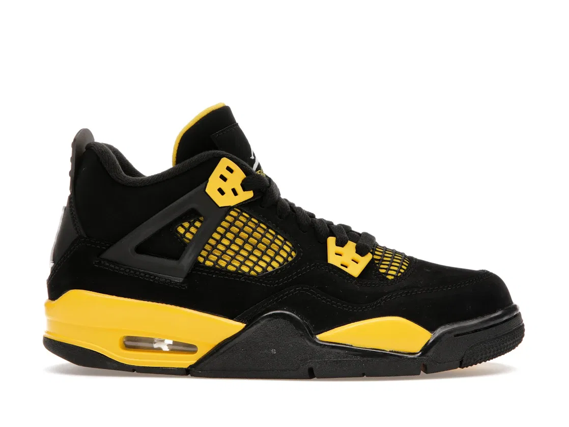 Детские кроссовки с принтом Jordan 4 Retro Jordan, Black/Tour Yellow