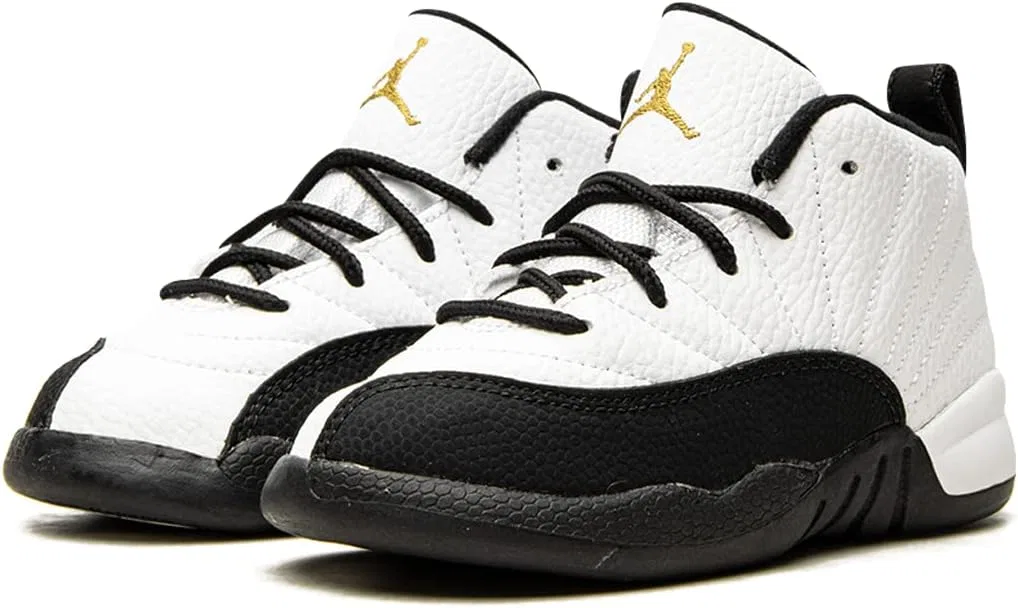 Детские кроссовки для мальчиков Jordan 12 Retro Nike, White/Metallic Gold-Black — фото 2