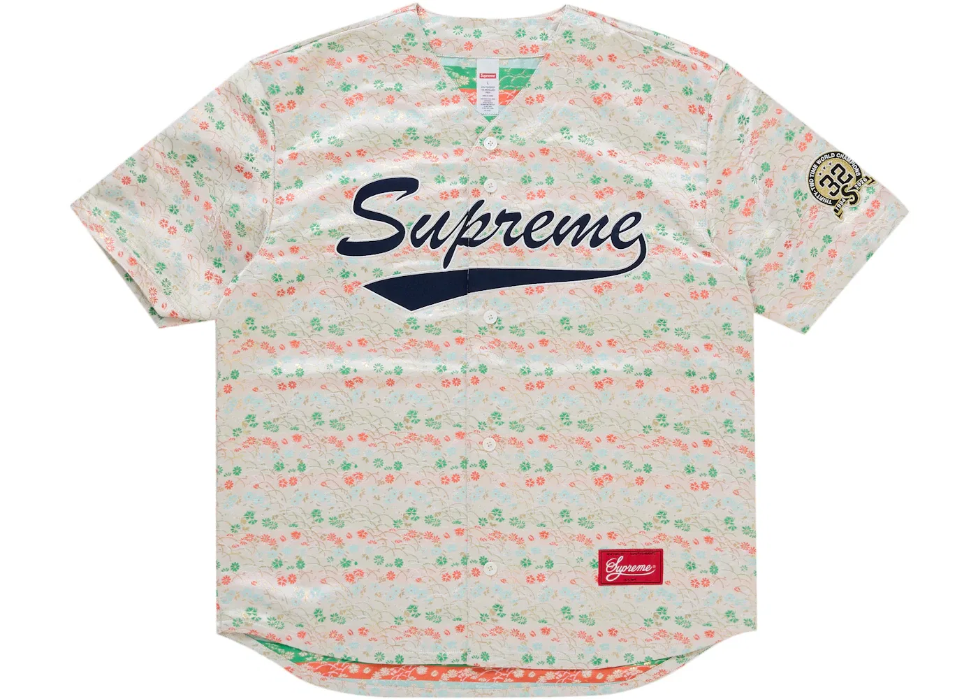 Мужская бейсбольная джерси с цветочным жаккардом Supreme, White