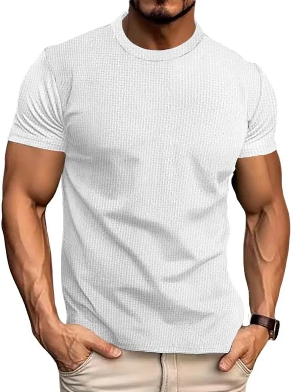 Мужская облегающая футболка с круглым вырезом Solid Color, White