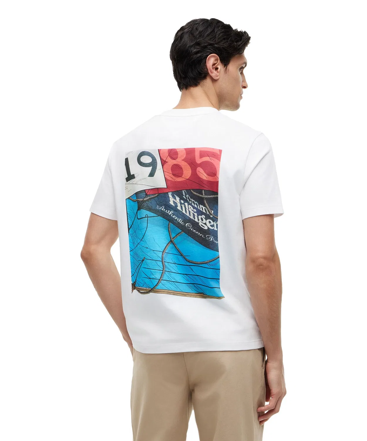 Мужская футболка с принтом Nautical Back Photo Regular TOMMY HILFIGER, Белый