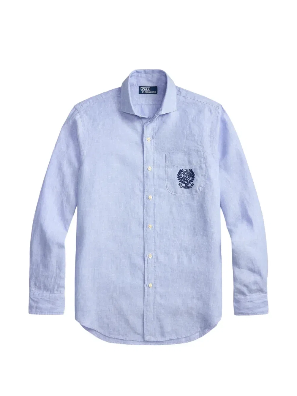 Льняная рубашка с вышитым карманом Polo Ralph Lauren, синий