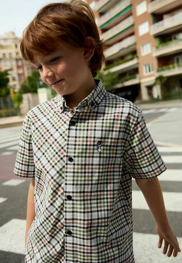 Рубашка хлопковая Regular fit smart shirt Next, ecru gingham check, экрю