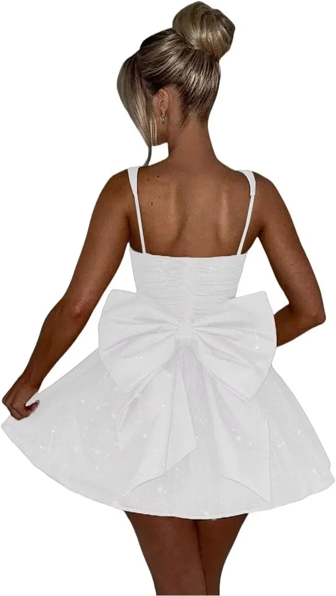 Женское коктейльное платье с пайетками из тюля, White