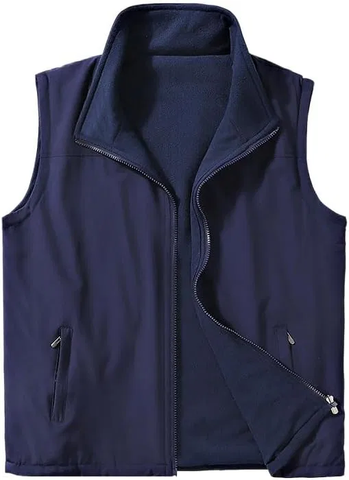 Мужской утепленный жилет из флиса, Polyester, Windproof, тёмно-синий