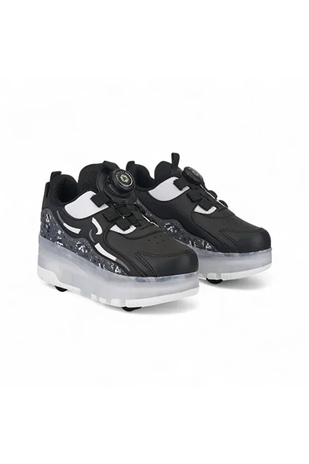 Детские спортивные кроссовки для девочек с ортопедической стелькой Black Lighted Skates Walkway, Черный — фото 3