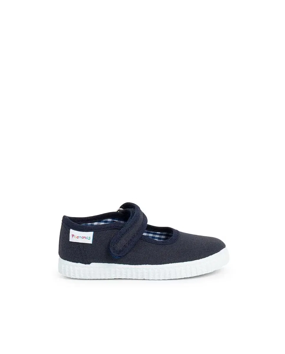 Детские балетки для девочек Merceditas Niña cinta adhesiva Suela tipo Zapatillas en marino Azul marino Pisamonas, Azul Marino