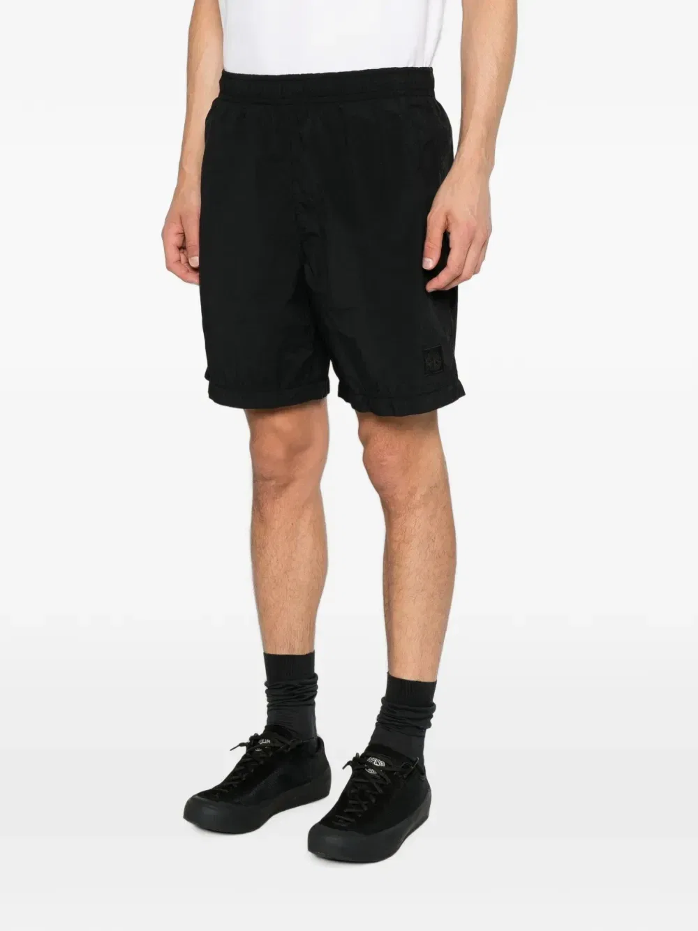Спортивные шорты с эластичным поясом и логотипом Stone Island, черный — фото 3