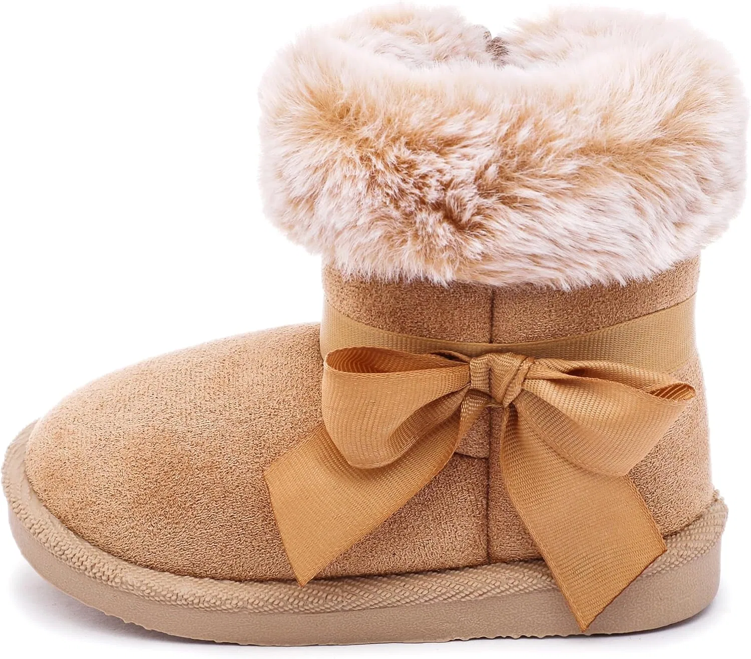 Детские зимние ботинки для девочек и мальчиков Femizee, Brown Bow Zip — фото 3