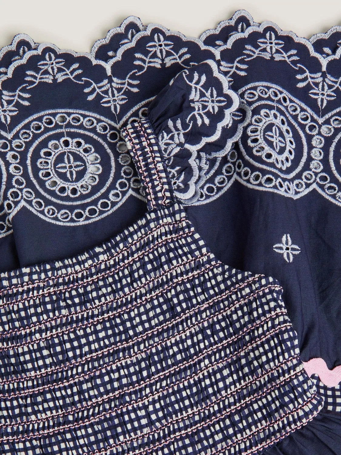 Платье с вышивкой Broderie Smocked Monsoon, синий — фото 2