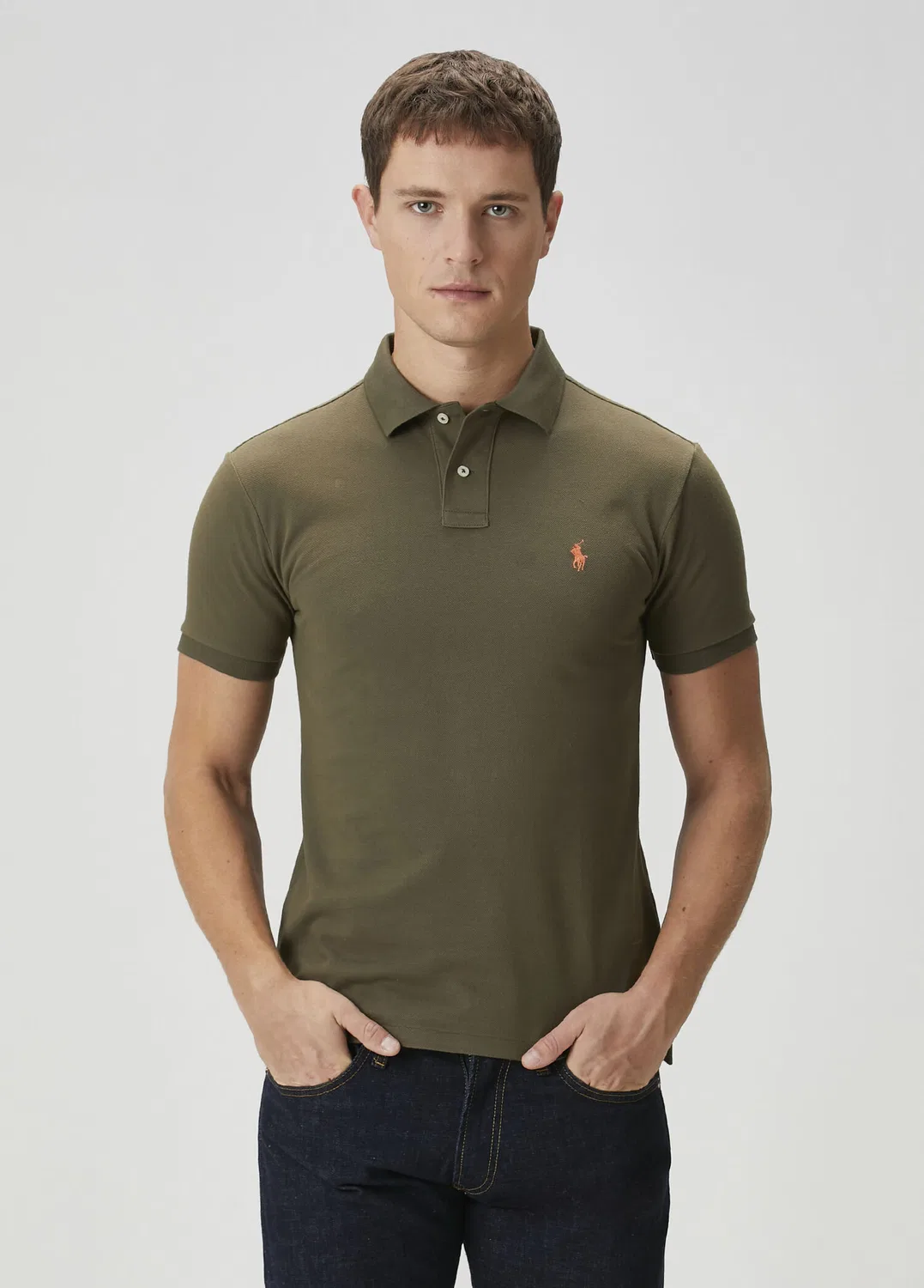 Поло Slim Fit Polo Ralph Lauren, haki
