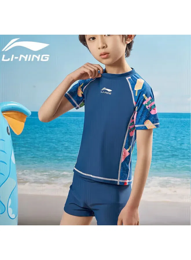 Купальный костюм детский с защитой от солнца Li-Ning, темно-синий — фото 4