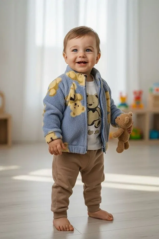 Детский спортивный костюм с принтом Teddy Bear Printed Men's Suit Babexi, Blue