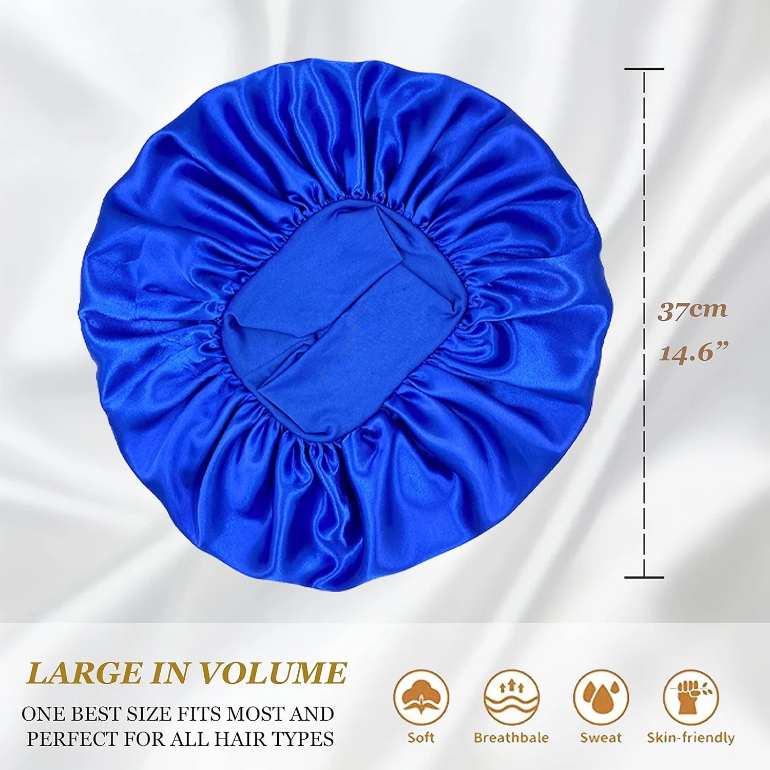 Шапочка для душа Satin Bonnet, 2 шт, AUHKARUS, 37 см, Black, Blue — фото 3