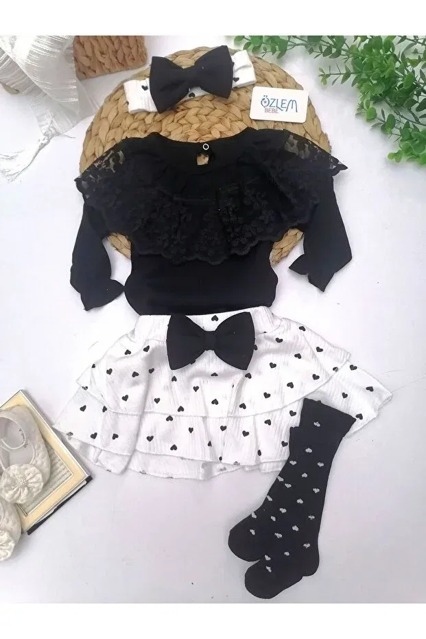 Детский комплект для новорожденных с принтом Özlem Bebe, Black — фото 2