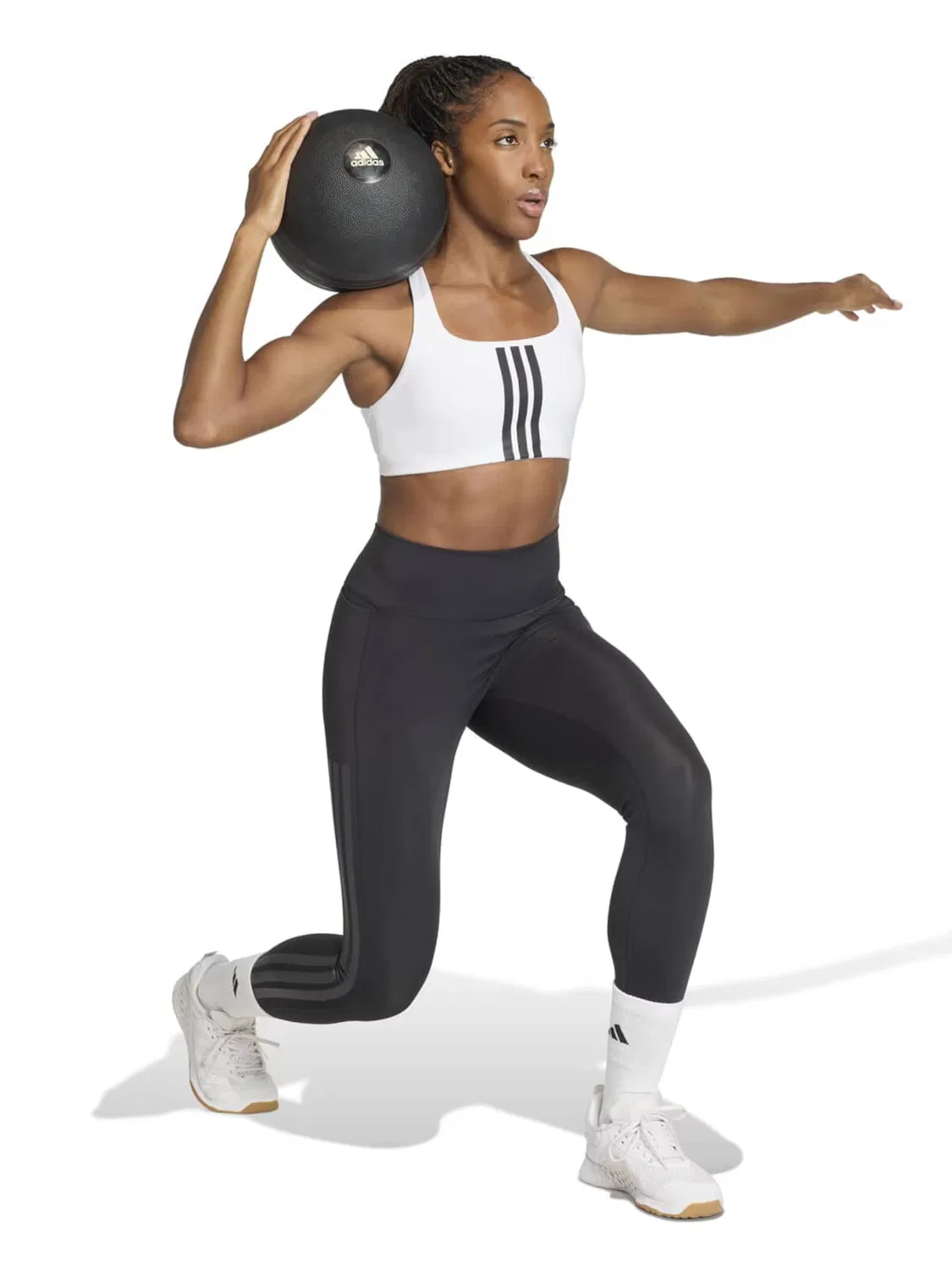 Спортивный бюстгальтер-бралетт Adidas Performance OPT 3S белого цвета — фото 4