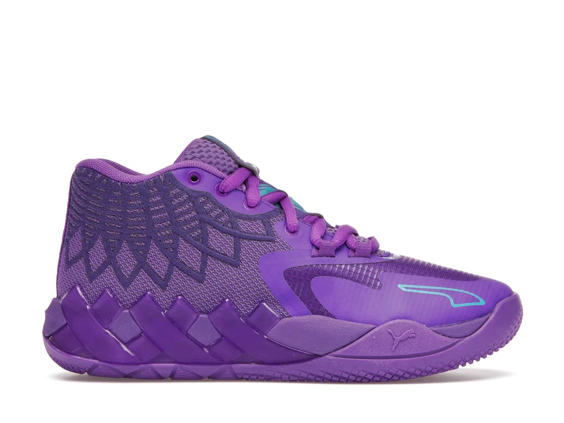 Детские кроссовки для мальчиков с принтом Puma MB1 Puma, Purple Glimmer/Blue Atoll