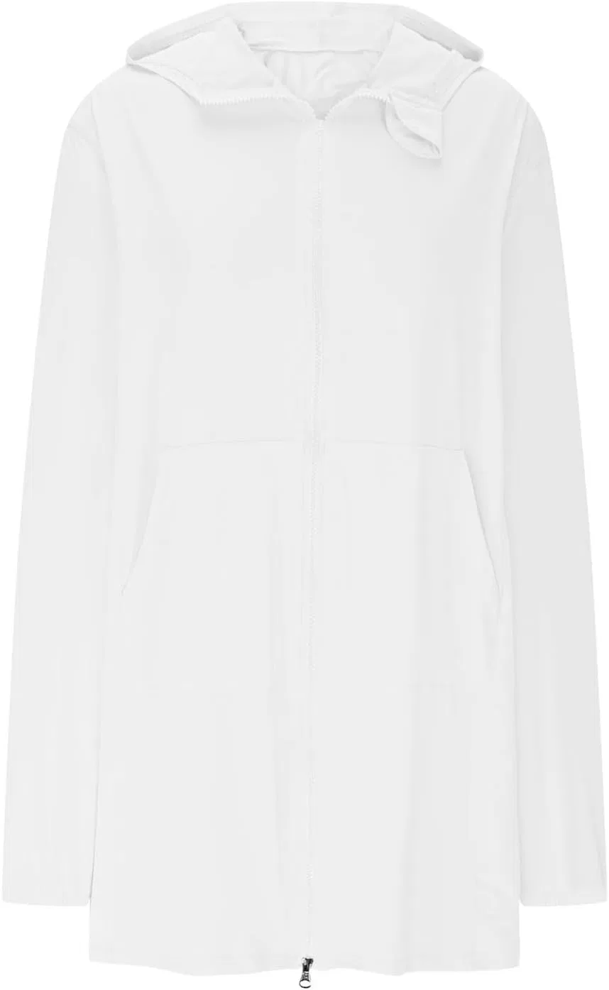 Женская легкая куртка-худи UPF 50+ с длинным рукавом, White — фото 4