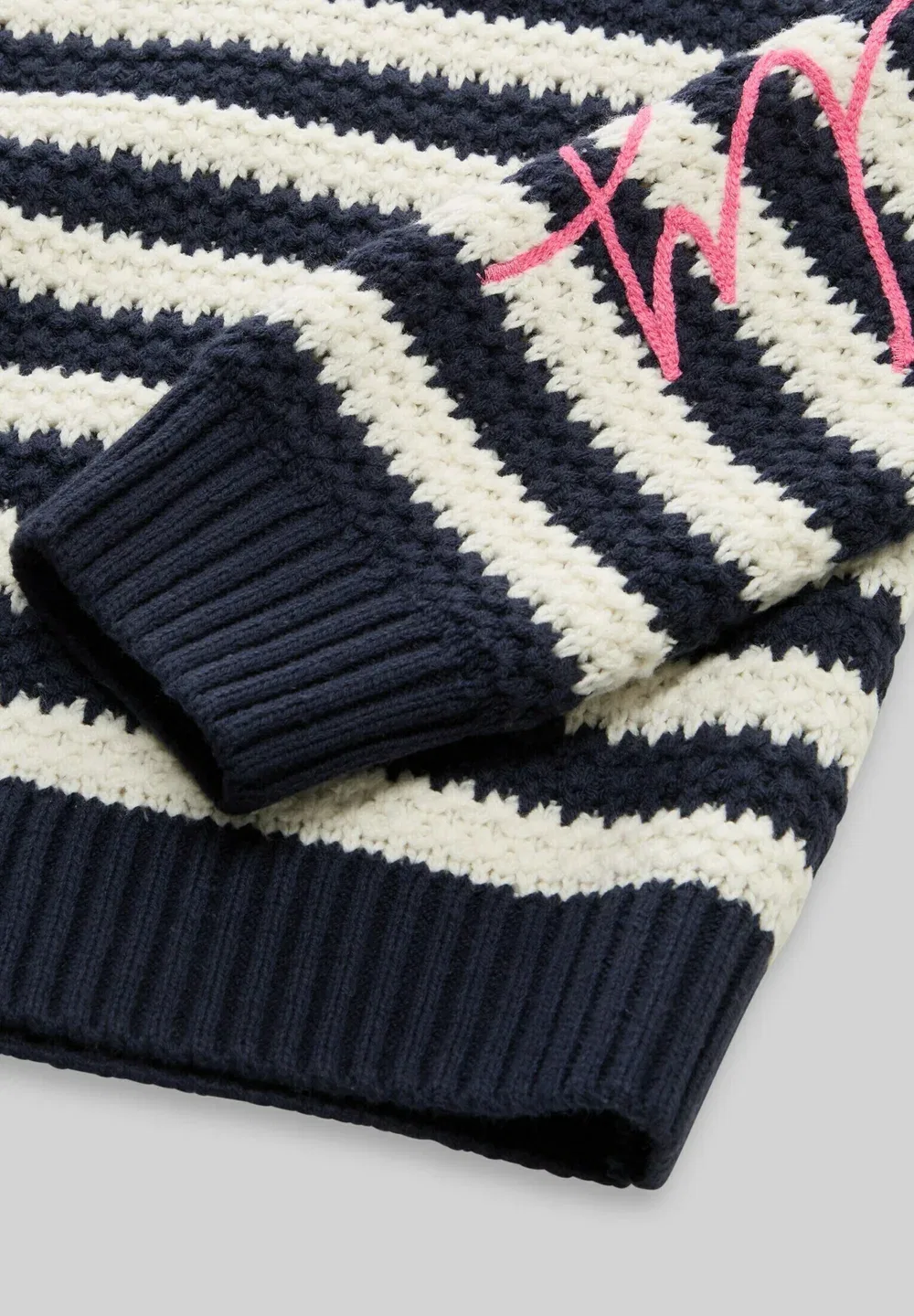 Пуловер и Strickjacken Strickpullover mit Streifenmuster - джемпер Tom Tailor, Navy Offwhite Stripe Pink — фото 3