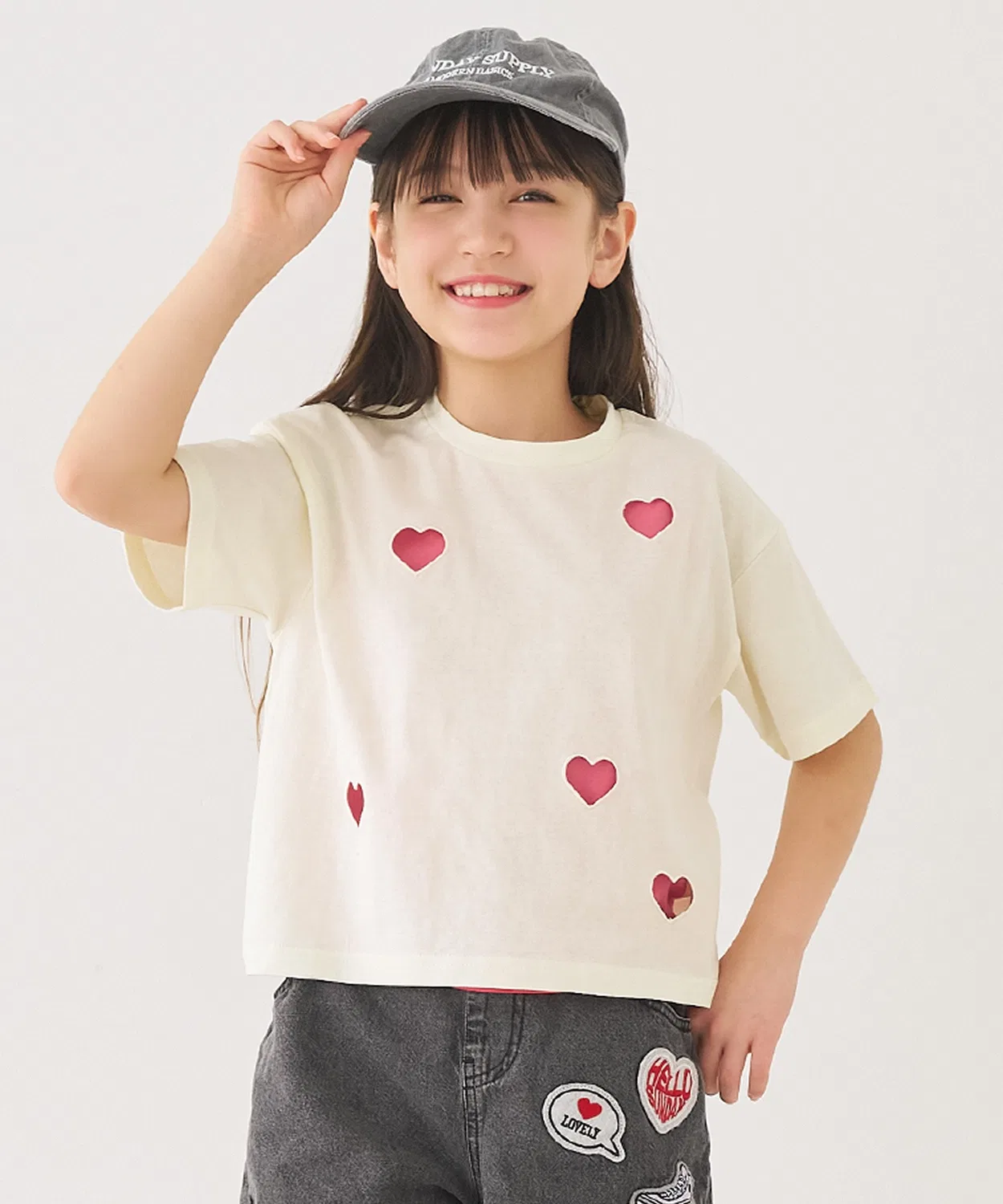 Coca（coca） Детский комплект футболки и майки с принтом Heart T-Shirt & Tank Top Set coca, Ivory