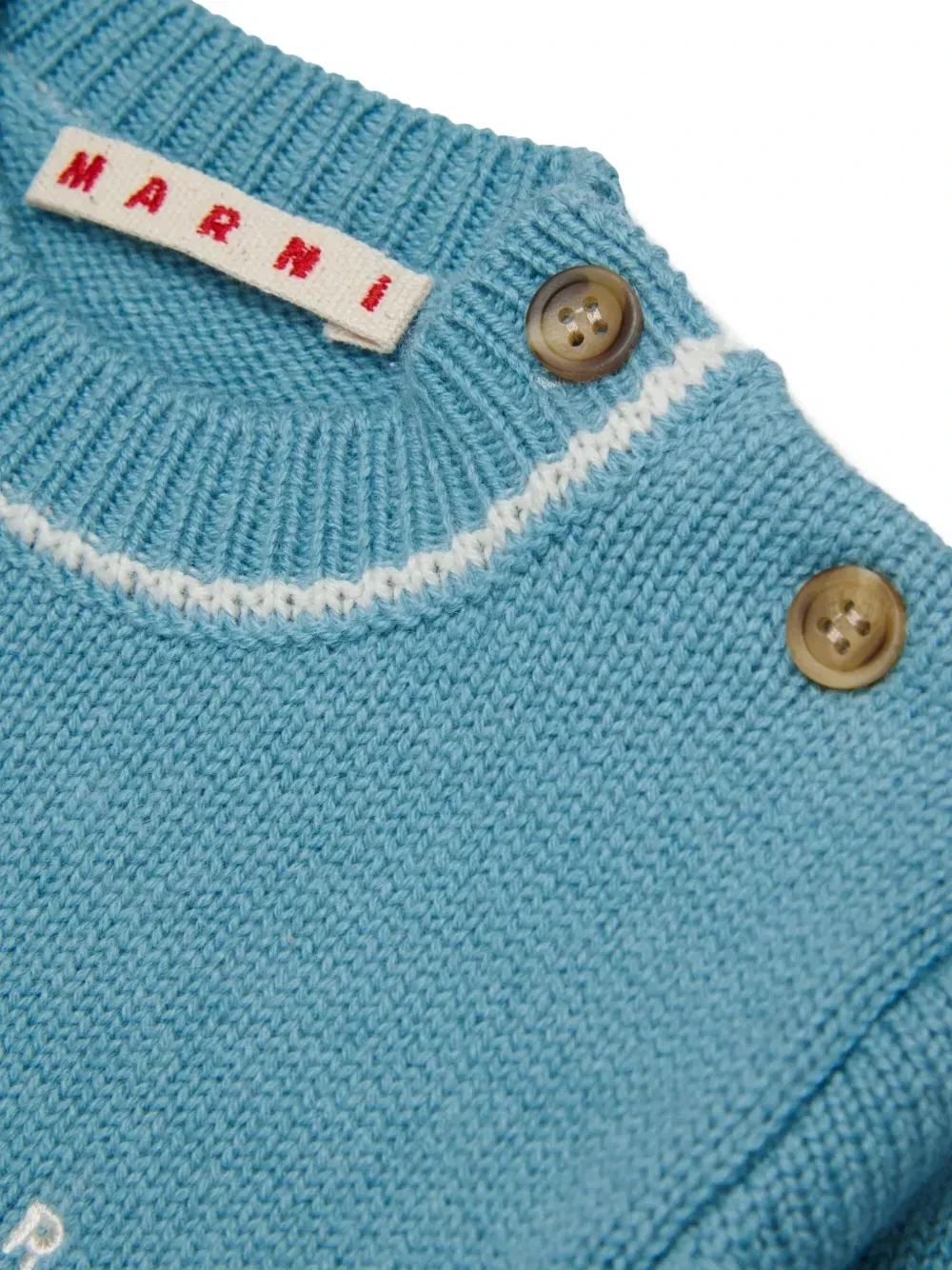 Свитер с вышитым логотипом Marni Kids, синий — фото 4