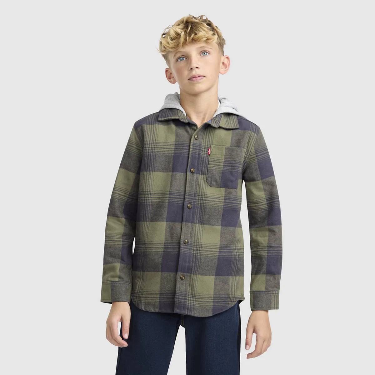 Клетчатая фланелевая рубашка для мальчиков 8-20 лет Levi's, Deep Lichen Green - Green — фото 2