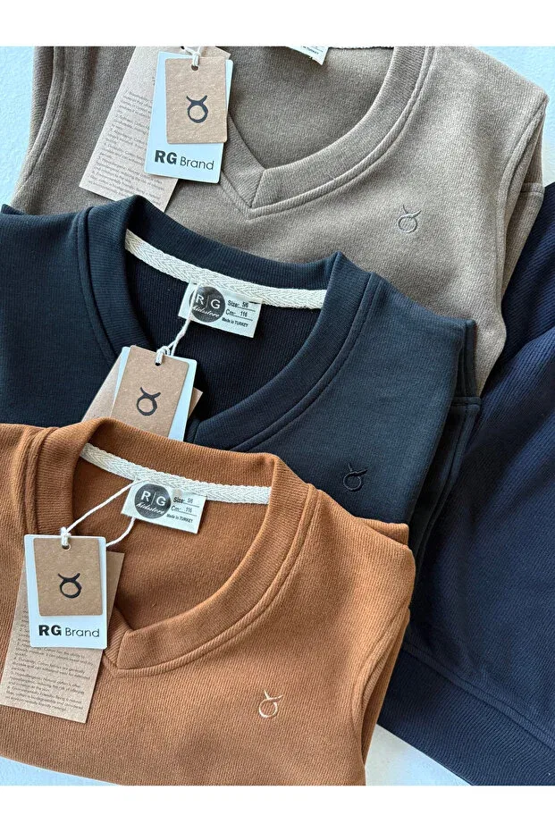 Детские свитшот для девочек с V-образным вырезом Rg Kidsstore, Черный — фото 4