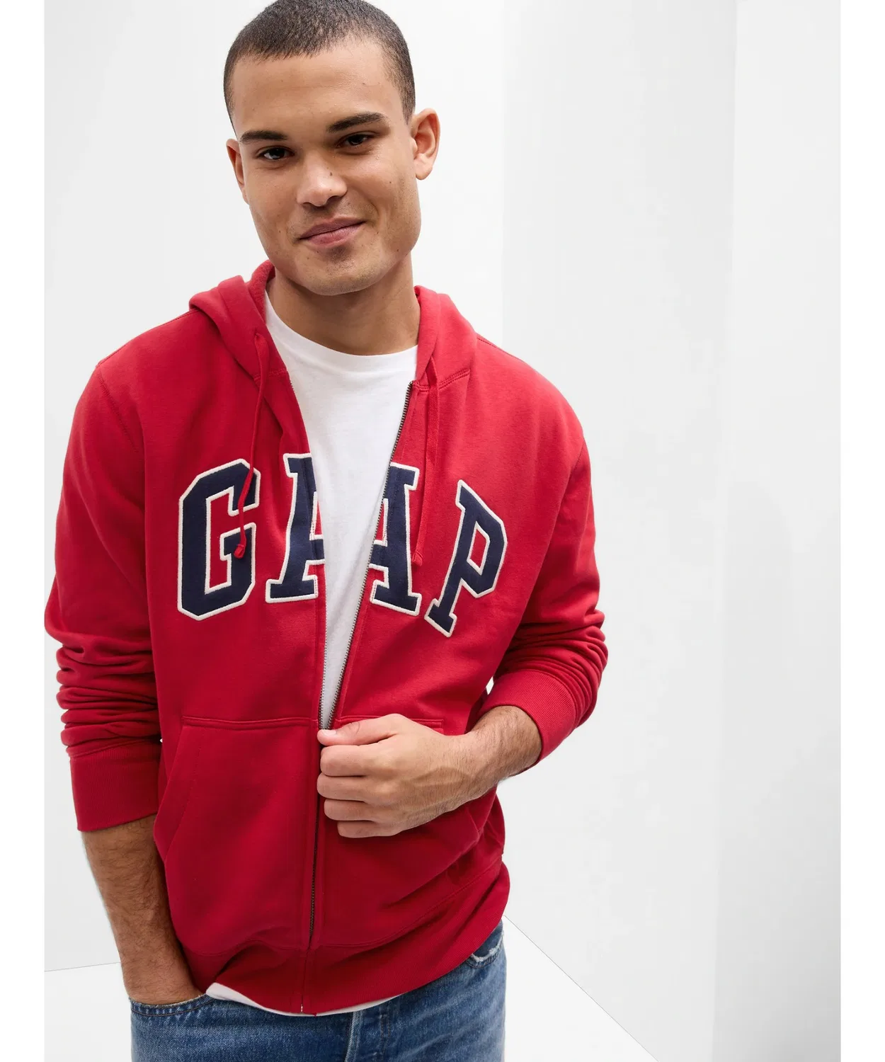 Женское худи с принтом GAP Logo Zip-Up Hoodie, Red