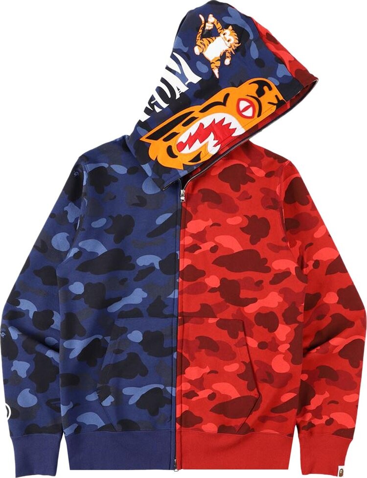 

Худи BAPE Color Camo Tiger Shark Half Full Zip Hoodie 'Navy', синий