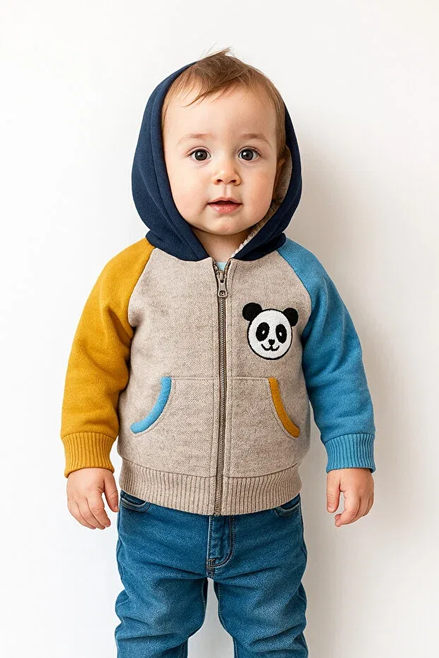 Детский кардиган из трикотажа с капюшоном A Baby, Beige