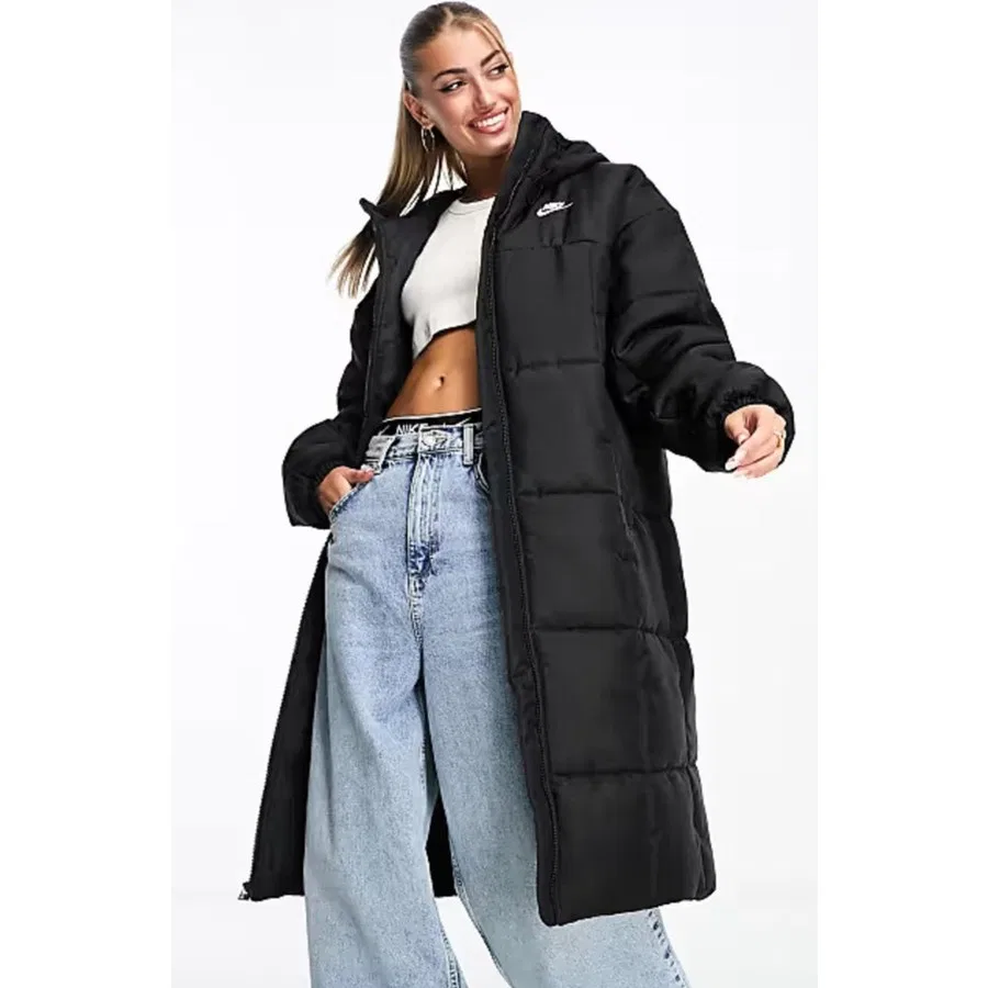 Женская парка с капюшоном и длинным рукавом Nike Sportswear Classic Puffer, Черный — фото 2