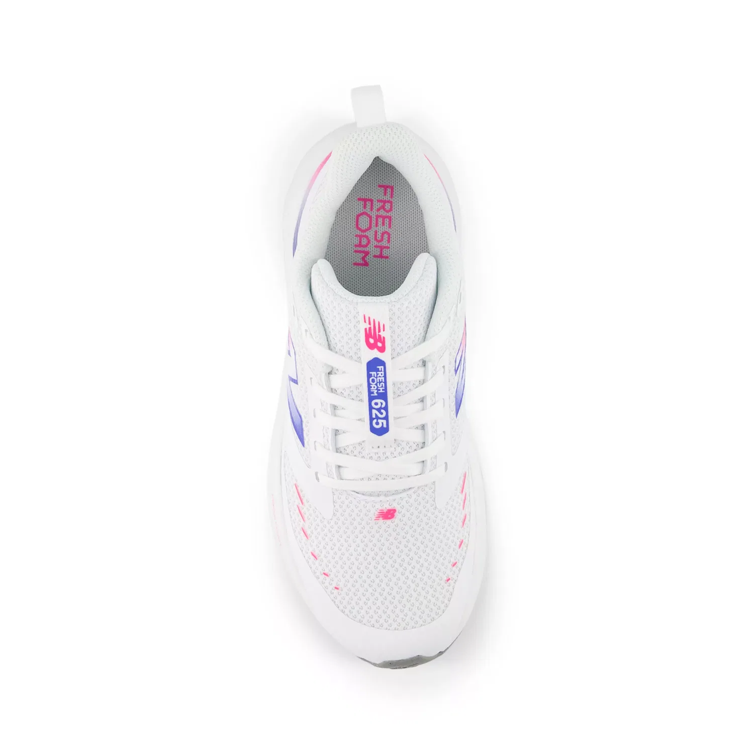 Детские кроссовки для повседневной носки с дышащим верхом 625 Lace New Balance, White With Pink Heat And Bluebird — фото 4