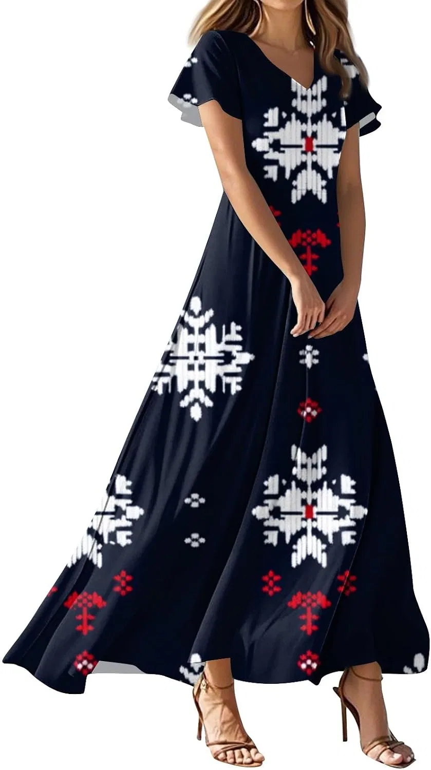Женское макси-платье с принтом звезд, Patriotic Dress, Navy