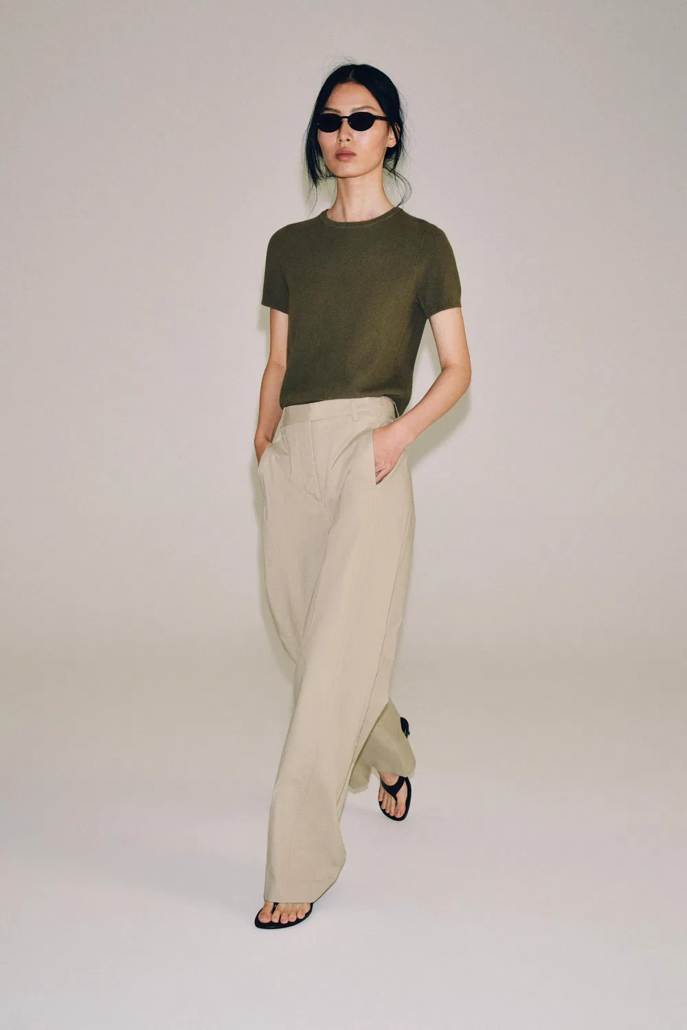 Брюки поплин из коллекции ZW ZARA, Mink