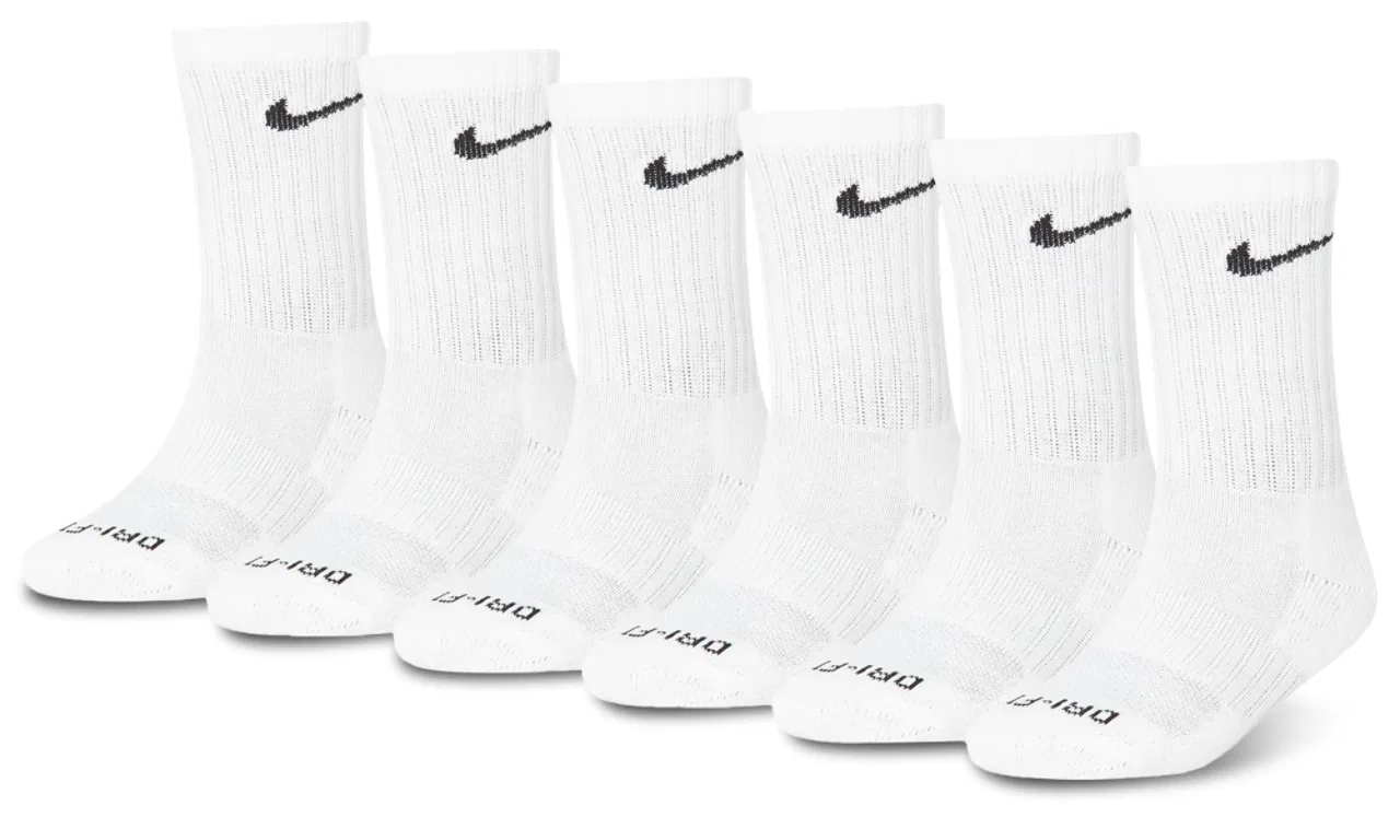 Носки для мальчиков 6 Pack Dri-FIT Performance Crew Nike, белый/черный