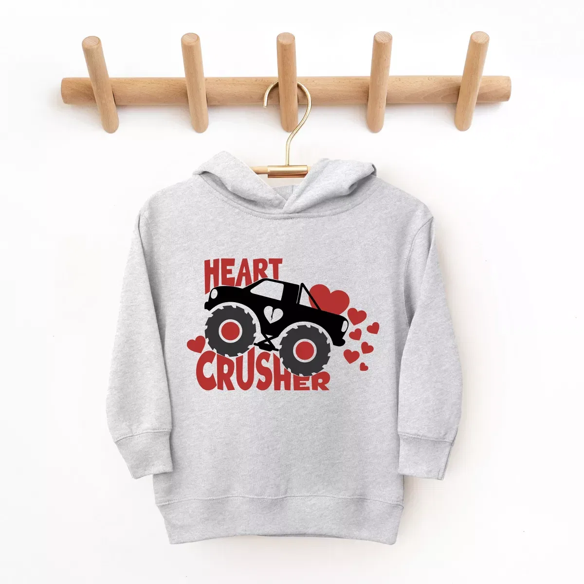Детское худи с принтом Heart Crusher The Juniper Shop, Heather Grey — фото 2