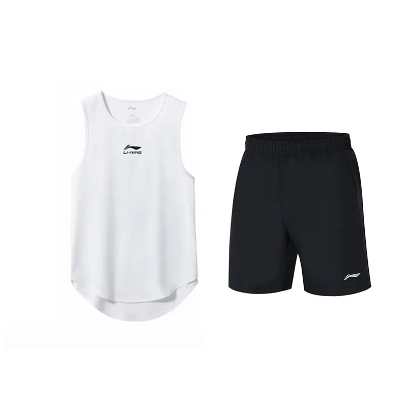 Детский спортивный комплект с белой футболкой и черными шортами Li Ning Casual Sportswear Li-Ning
