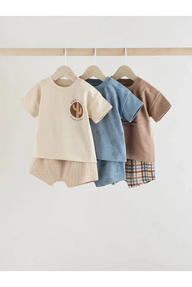 Детский комплект из футболки и шорт с принтом Next Baby, Multicolor