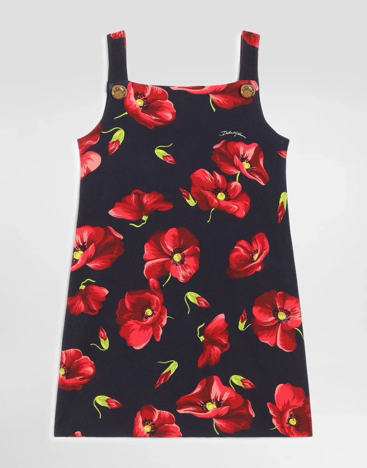 Платье из интерлока с маковым принтом Dolce&Gabbana, черный