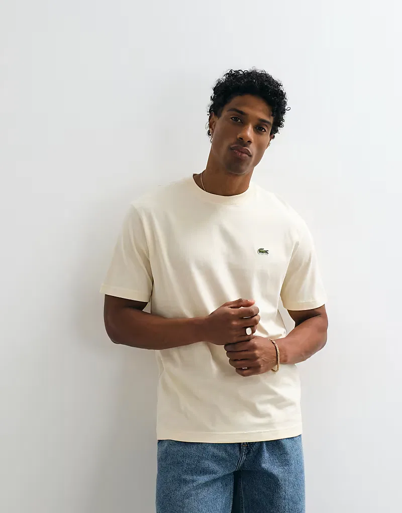 Футболка Lacoste с коротким рукавом и логотипом, бежевый