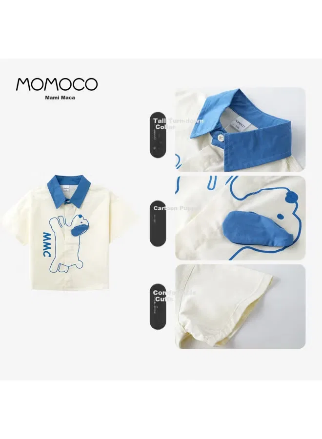 Рубашка детская летняя с принтом собаки Mami Maka Momoco, синий — фото 2