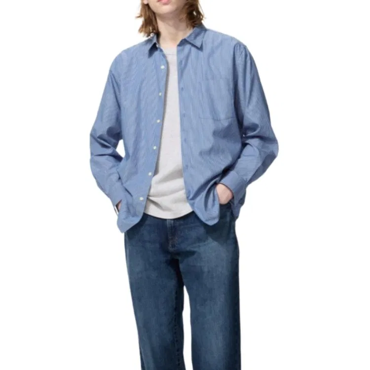 Рубашка Blue Moderate, UNIQLO, Blue — фото 4