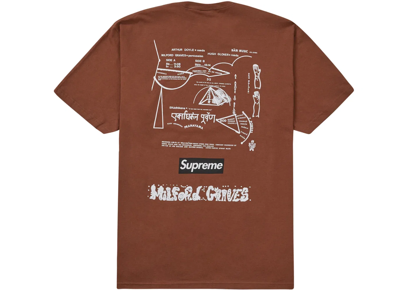 Мужская футболка с принтом Supreme Milford Graves Tee, Brown — фото 2