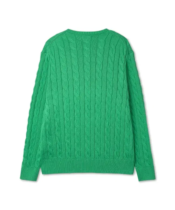 Свитер из хлопка с кабельной вязкой, Polo Ralph Lauren, зеленый — фото 2