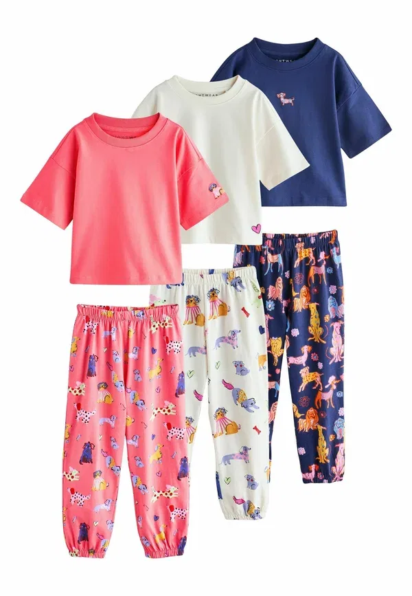 Пижамный комплект из 3 предметов, хлопок, Regular fit, Next, navy, red, красный/темно-синий