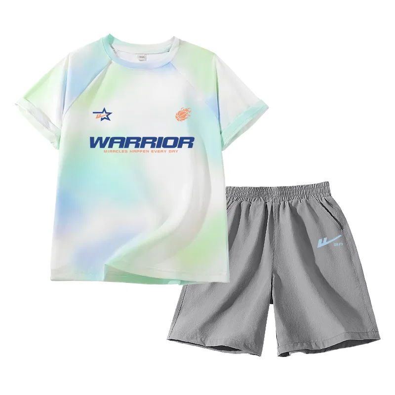 Детский спортивный комплект с принтом Basketball Blue Text-Gray WARRIOR