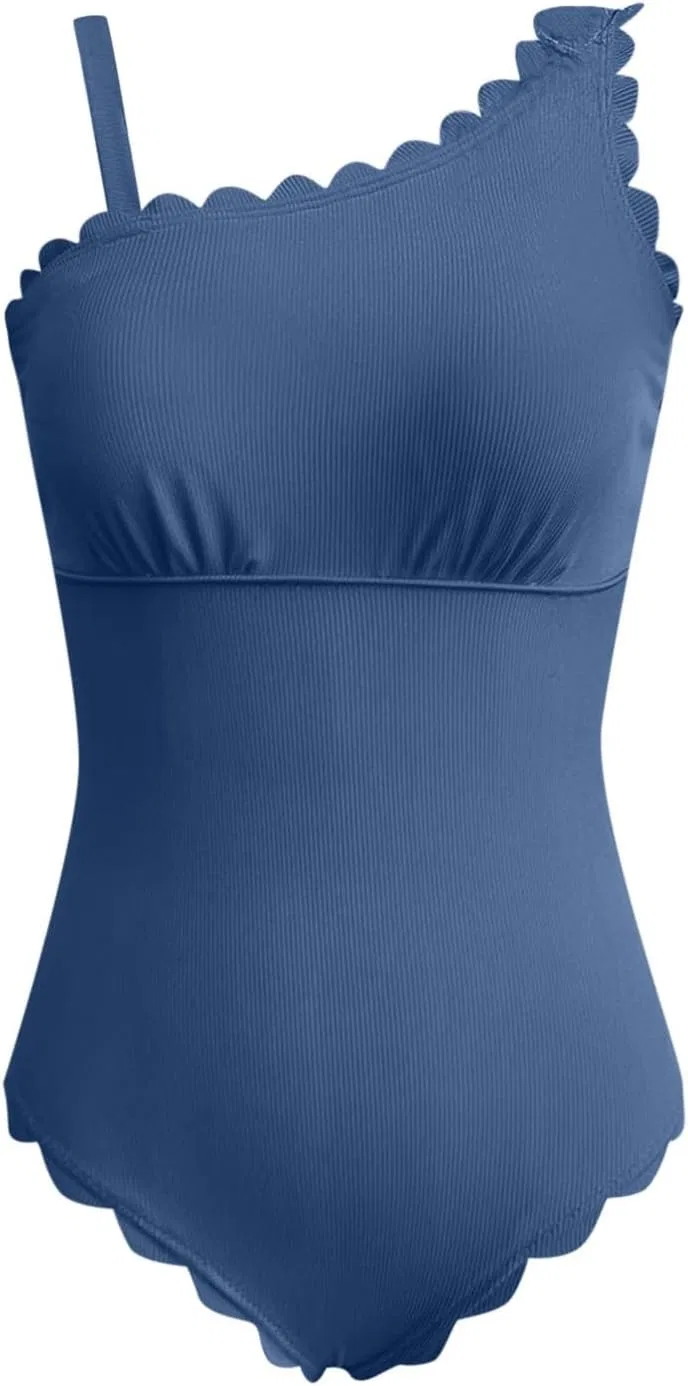 Женский цельный купальник с регулируемыми бретелями Ribbed High Cut, Blue — фото 2