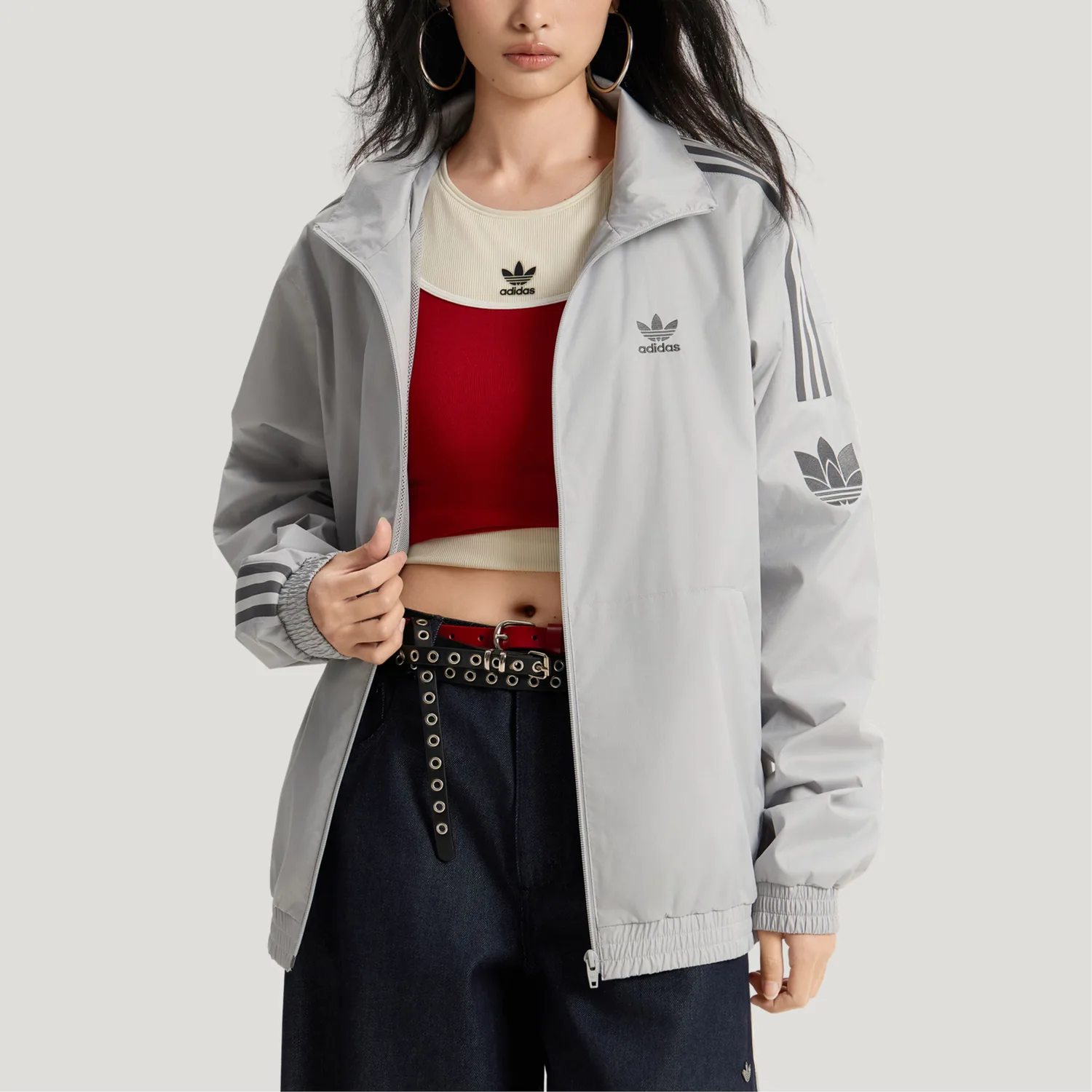 Куртка ADICOLOR TRACK Adidas Originals, светло-серый — фото 4