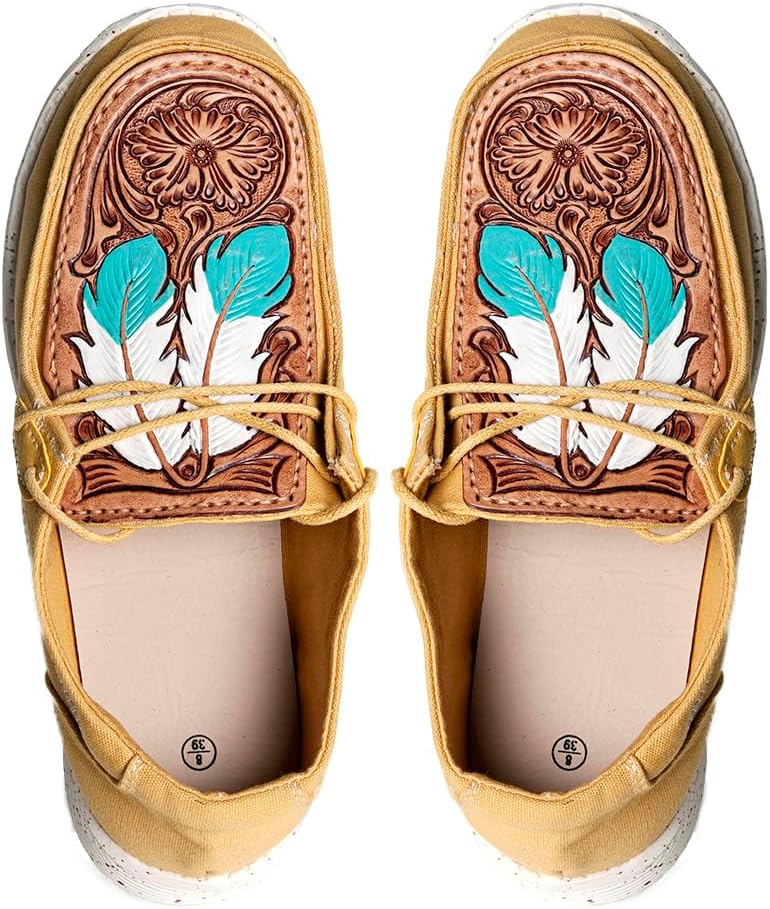 

Мокасины American Darling с ручной тиснением и резьбой по натуральной коже, желтый