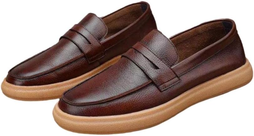 

Мужские слипоны Классические легкие кроссовки из натуральной коровьей кожи Повседневная обувь Mengchengying, коричневый